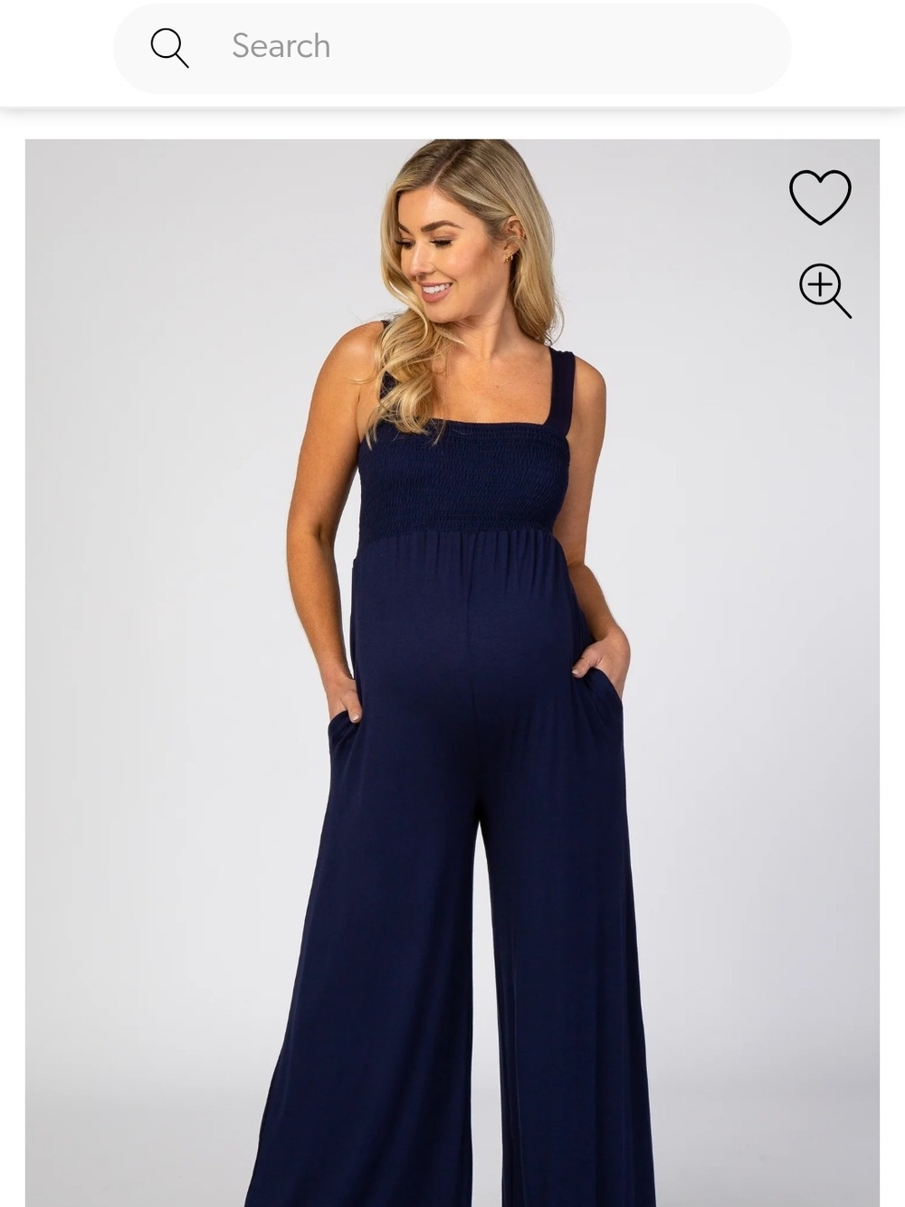 Pinkblush Navy Smocked Wide-Leg Maternity Jumpsuit